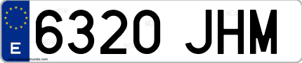 Ejemplo de matrícula de coche ordinaria 6320 JHM