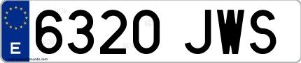 Ejemplo de matrícula española 6320 JWS