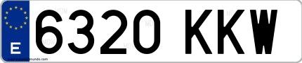 Ejemplo de matrícula española 6320 KKW
