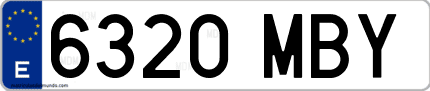 Ejemplo de matrícula de coche ordinaria 6320 MBY