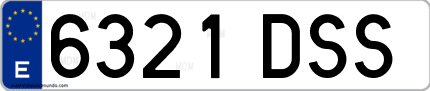 Ejemplo de matrícula de coche ordinaria 6321 DSS