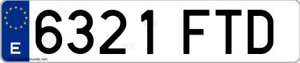 Ejemplo de matrícula española 6321 FTD