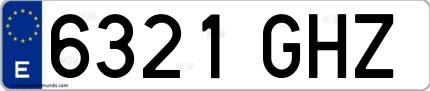 Ejemplo de matrícula española 6321 GHZ