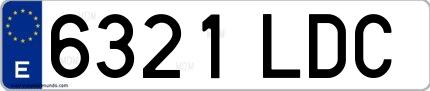 Ejemplo de matrícula española 6321 LDC