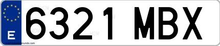 Ejemplo de matrícula española 6321 MBX