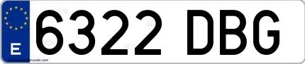 Ejemplo de matrícula española 6322 DBG
