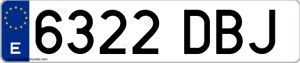 Ejemplo de matrícula de coche ordinaria 6322 DBJ