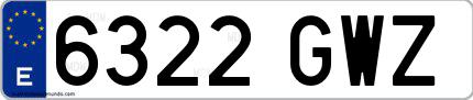 Ejemplo de matrícula española 6322 GWZ