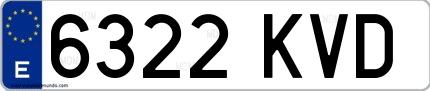 Ejemplo de matrícula española 6322 KVD