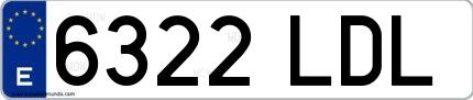 Ejemplo de matrícula española 6322 LDL