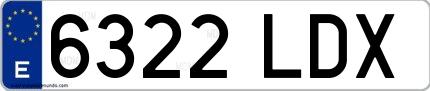 Ejemplo de matrícula española 6322 LDX