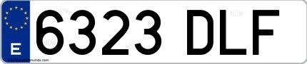 Ejemplo de matrícula española 6323 DLF