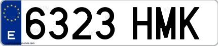 Ejemplo de matrícula española 6323 HMK