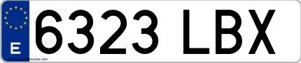 Ejemplo de matrícula española 6323 LBX