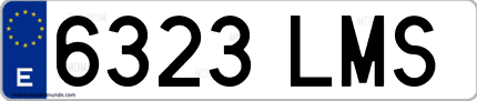Ejemplo de matrícula de coche ordinaria 6323 LMS