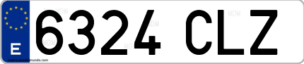 Ejemplo de matrícula de coche ordinaria 6324 CLZ