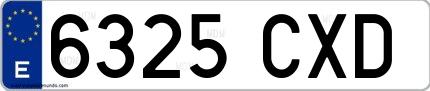 Ejemplo de matrícula española 6325 CXD