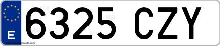 Ejemplo de matrícula de coche ordinaria 6325 CZY