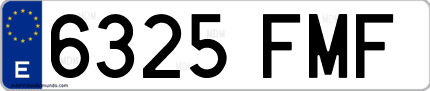 Ejemplo de matrícula de coche ordinaria 6325 FMF