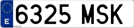 Ejemplo de matrícula española 6325 MSK