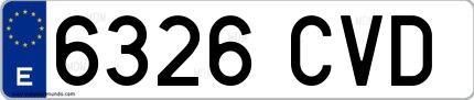 Ejemplo de matrícula española 6326 CVD