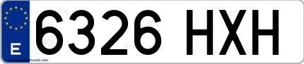 Ejemplo de matrícula española 6326 HXH