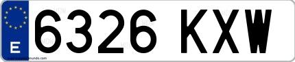 Ejemplo de matrícula española 6326 KXW