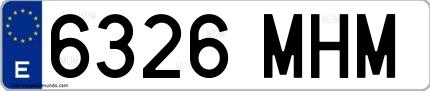 Ejemplo de matrícula española 6326 MHM