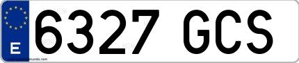 Ejemplo de matrícula española 6327 GCS