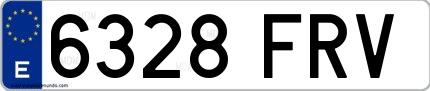 Ejemplo de matrícula española 6328 FRV