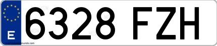 Ejemplo de matrícula española 6328 FZH