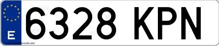 Ejemplo de matrícula española 6328 KPN