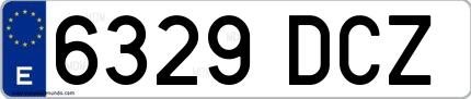 Ejemplo de matrícula española 6329 DCZ