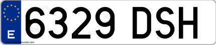 Ejemplo de matrícula de coche ordinaria 6329 DSH