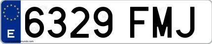 Ejemplo de matrícula española 6329 FMJ