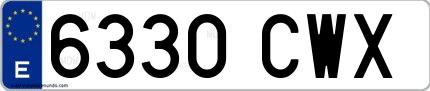 Ejemplo de matrícula española 6330 CWX