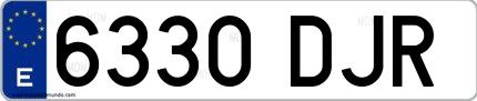 Ejemplo de matrícula española 6330 DJR