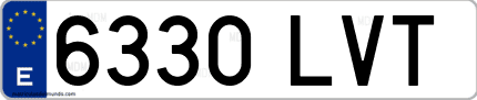 Ejemplo de matrícula de coche ordinaria 6330 LVT