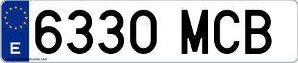Ejemplo de matrícula española 6330 MCB