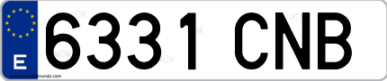 Ejemplo de matrícula de coche ordinaria 6331 CNB