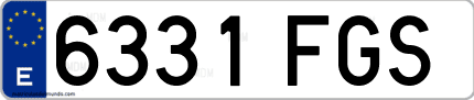 Ejemplo de matrícula de coche ordinaria 6331 FGS