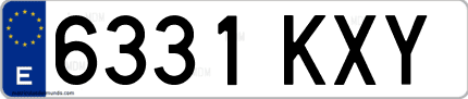 Ejemplo de matrícula de coche ordinaria 6331 KXY