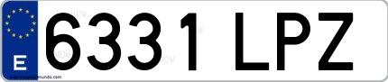 Ejemplo de matrícula española 6331 LPZ
