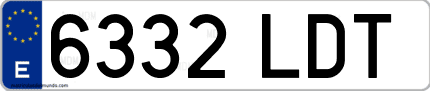 Ejemplo de matrícula de coche ordinaria 6332 LDT
