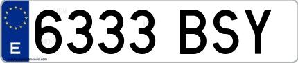 Ejemplo de matrícula española 6333 BSY