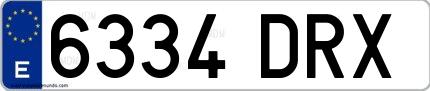 Ejemplo de matrícula española 6334 DRX