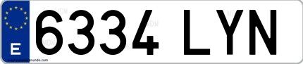 Ejemplo de matrícula española 6334 LYN