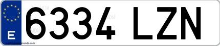 Ejemplo de matrícula española 6334 LZN