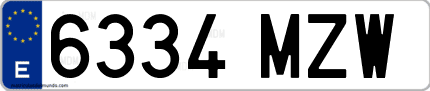 Ejemplo de matrícula de coche ordinaria 6334 MZW