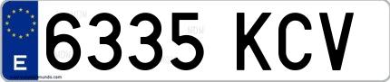 Ejemplo de matrícula española 6335 KCV